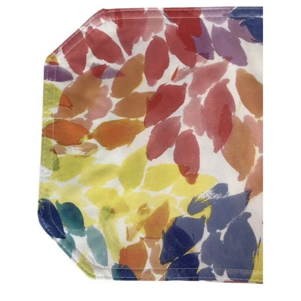 Rainbow Leaves Vinyl Placemats Set of 4 Reversible 12x18 Indoor Outdoor Beach